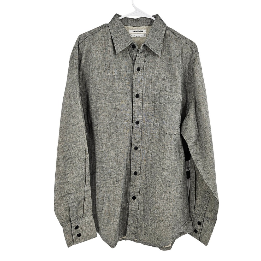Man X One Teaspoon Classic Ace Shirt Gray Button Down Long Sleeve NWT Size XL